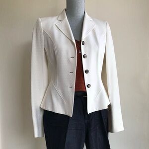 Jones New York Wrinkle-Resistant 4-button Collar White Textured Blazer Petite 2P